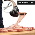 Stainless Steel BBQ Rib Membrane Remover Tool with Arc Clamp & Non-Slip Ergonomic Grip