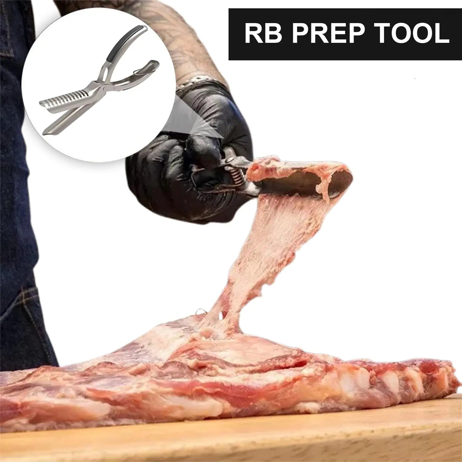 Stainless Steel BBQ Rib Membrane Remover Tool with Arc Clamp & Non-Slip Ergonomic Grip