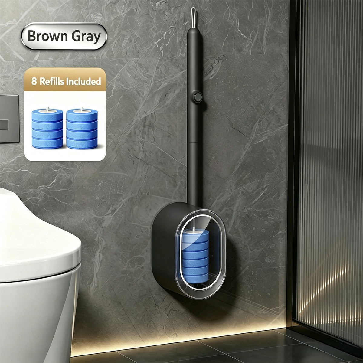 Disposable toilet brush set