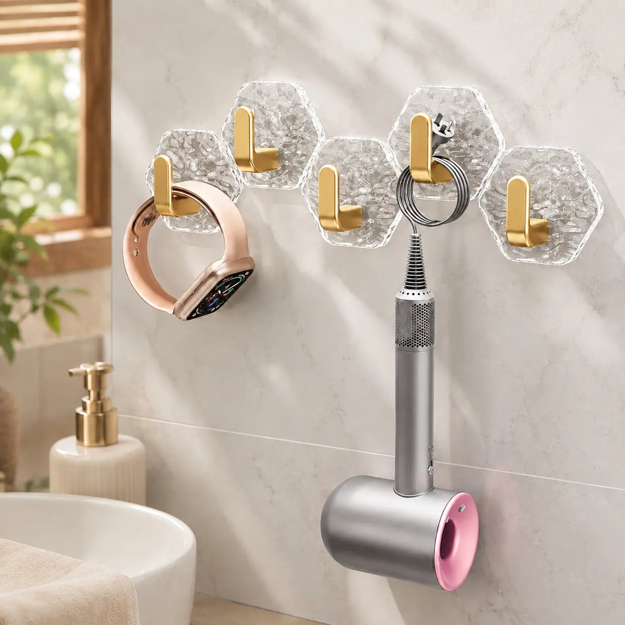 10/20-Pack Heavy-Duty Hexagonal Ripple Adhesive Hooks – Waterproof Wall Hooks for Kitchen & Bathroom