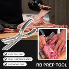 Stainless Steel BBQ Rib Membrane Remover Tool with Arc Clamp & Non-Slip Ergonomic Grip