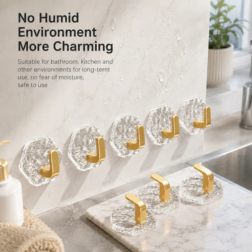 10/20-Pack Heavy-Duty Hexagonal Ripple Adhesive Hooks – Waterproof Wall Hooks for Kitchen & Bathroom