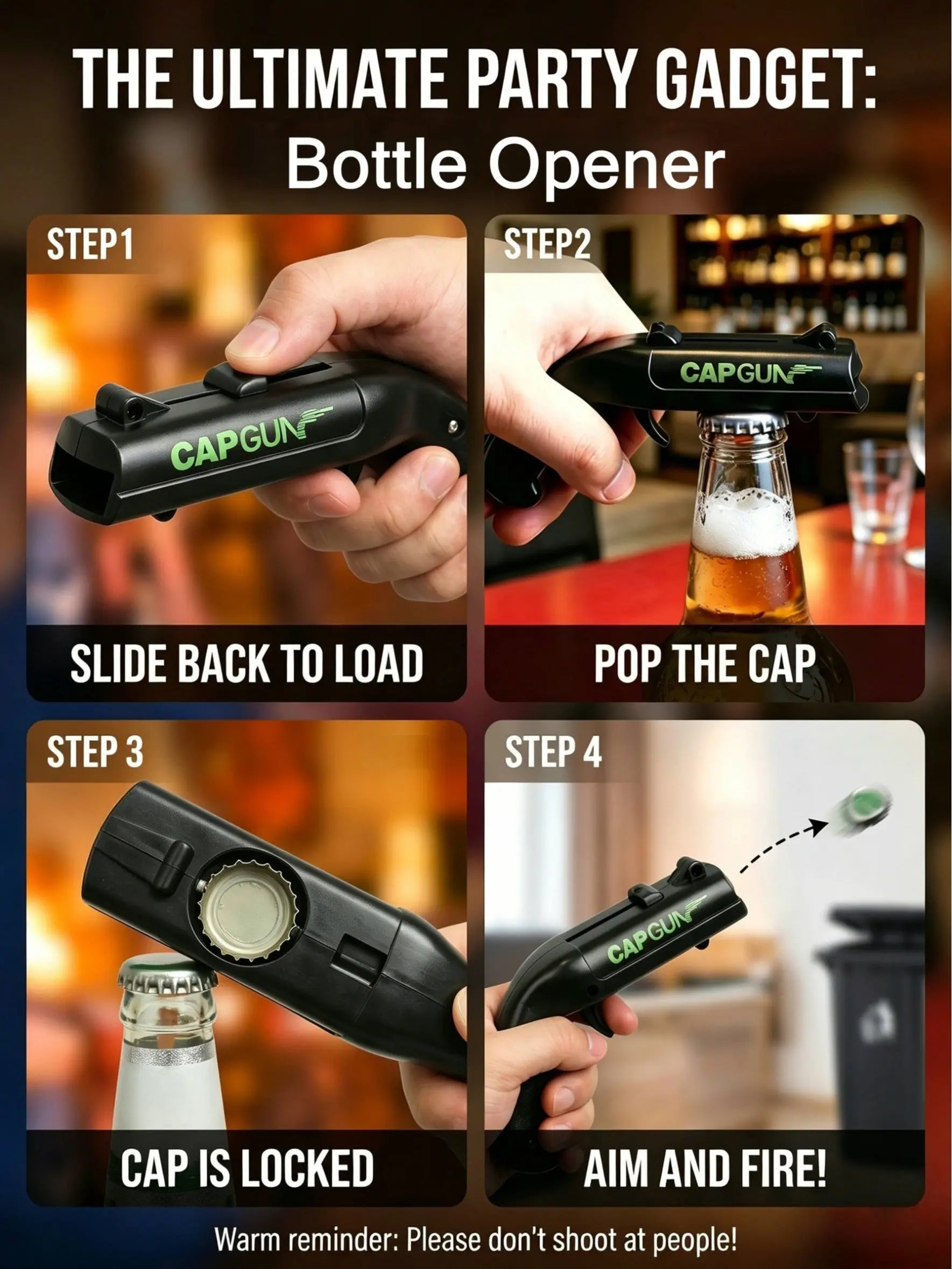 Stainless Steel & ABS Plastic Spring Mechanism Bottle Cap Opener