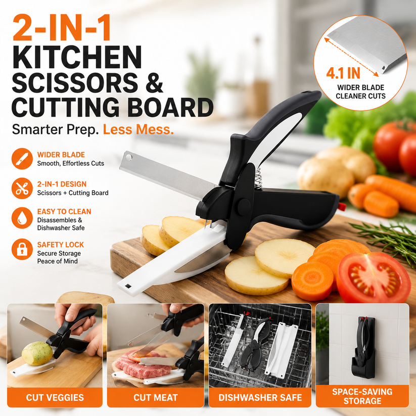 2-in-1 Kitchen Scissors with Cutting Board