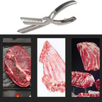 Stainless Steel BBQ Rib Membrane Remover Tool with Arc Clamp & Non-Slip Ergonomic Grip