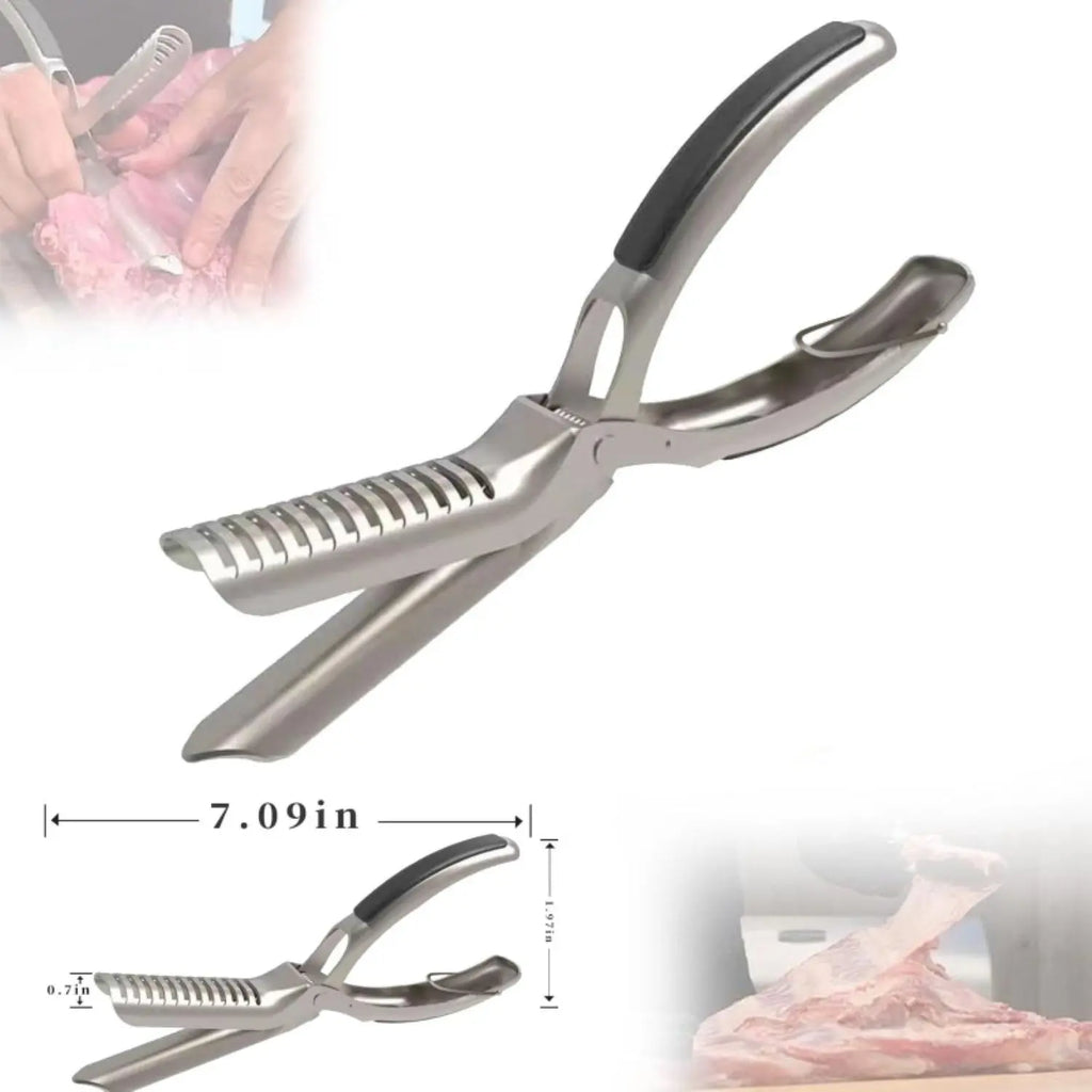 Stainless Steel BBQ Rib Membrane Remover Tool with Arc Clamp & Non-Slip Ergonomic Grip