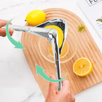 Manual Lemon Squeezer – Metal Citrus Press with Strainer