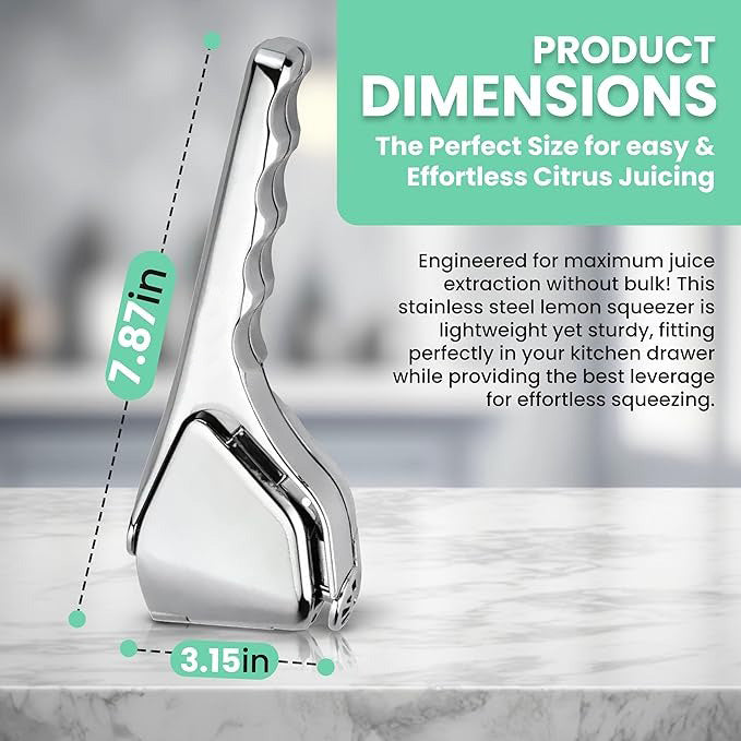 Manual Lemon Squeezer – Metal Citrus Press with Strainer