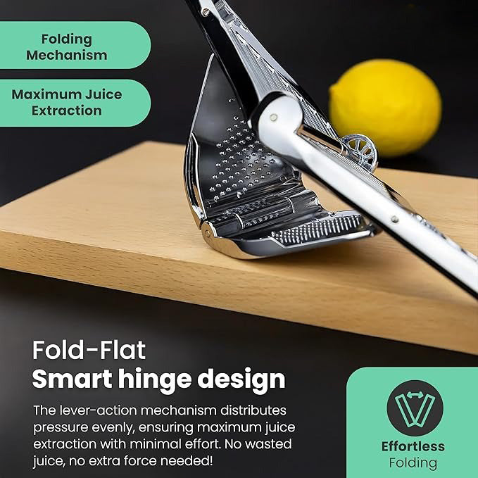 Manual Lemon Squeezer – Metal Citrus Press with Strainer
