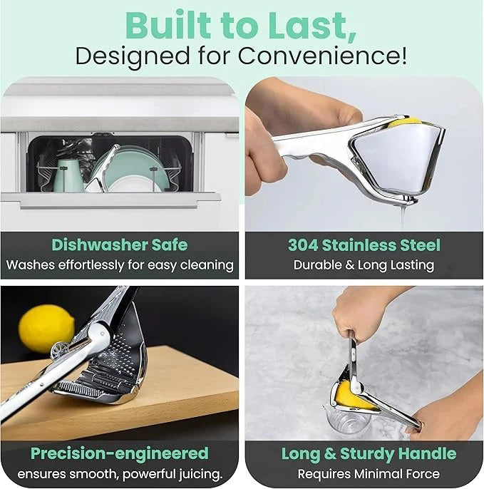 Manual Lemon Squeezer – Metal Citrus Press with Strainer