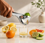 Manual Lemon Squeezer – Metal Citrus Press with Strainer